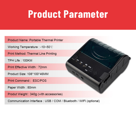 Rechargeable COM WIFI 80mm Portbale Mini Thermal Printer Bluetooth