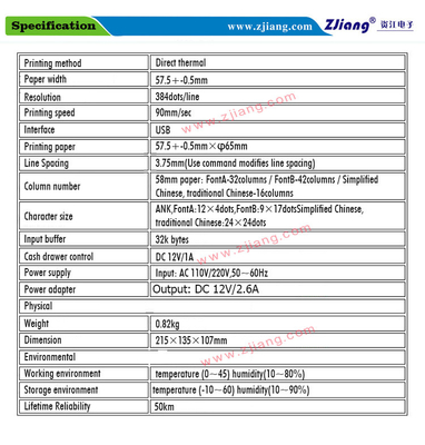 Portable Mini Thermal 2inch 58mm Receipt Printer For Retail Shop 5890k