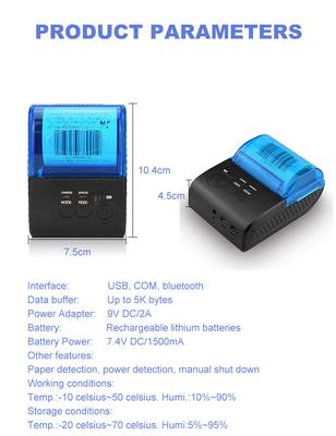 Bluetooth 58mm Portable Mini Thermal Printer Thermal Transfer Android POS